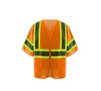 LNQKJXIIA Gilet de sécurité réfléchissant Haute visibilité, Gilet de Travail zippé Multipoches for Hommes et Femmes, équipement de sécurité Industrielle Gilet réfléchissant(Oranje,M)