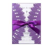 LNQKJXIIA Lot de 50 cartes d'invitation créatives en forme de plumes creuses, découpées au laser, for mariage, fête, fiançailles, anniversaire Faire-part(Lila)