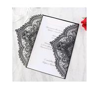 LNQKJXIIA Lot de 50 cartes d'invitation de mariage découpées au laser, élégantes, en dentelle noire, avec papier intérieur et enveloppes Faire-part