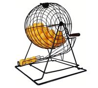 LNQKJXIIA Machine de loterie Manuelle avec 100 Boules, Cage métallique de 13 Pouces et Grand Plateau tournant for Jeux en Grand Groupe(Brass)