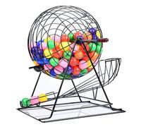 LNQKJXIIA Machine de loterie Manuelle avec 100 Boules, Cage métallique de 13 Pouces et Grand Plateau tournant for Jeux en Grand Groupe(Grey)