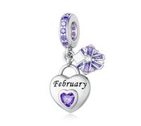 LNQOBU 925 Sterling Argent Birthstone Charms pour Bracelets Pendentifs coeur,Cadeaux d'anniversaire pour Femmes,Cadeau pour la fête des Mères