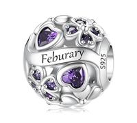 LNQOBU Breloque de pierre de Naissance pour Pandora Bracelet,perle de Charme de coeur D'amour en Argent Sterling 925, Pendentif en forme de Coeur D'amour pour les Femmes