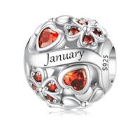 LNQOBU Breloque de pierre de Naissance pour Pandora Bracelet,perle de Charme de coeur D'amour en Argent Sterling 925, Pendentif en forme de Coeur D'amour pour les Femmes