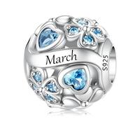 LNQOBU Breloque de pierre de Naissance pour Pandora Bracelet,perle de Charme de coeur D'amour en Argent Sterling 925, Pendentif en forme de Coeur D'amour pour les Femmes