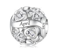 LNQOBU Breloque de pierre de Naissance pour Pandora Bracelet,perle de Charme de coeur D'amour en Argent Sterling 925, Pendentif en forme de Coeur D'amour pour les Femmes