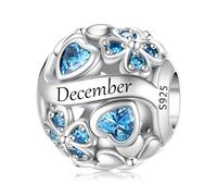 LNQOBU Breloque de pierre de Naissance pour Pandora Bracelet,perle de Charme de coeur D'amour en Argent Sterling 925, Pendentif en forme de Coeur D'amour pour les Femmes