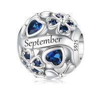 LNQOBU Breloque de pierre de Naissance pour Pandora Bracelet,perle de Charme de coeur D'amour en Argent Sterling 925, Pendentif en forme de Coeur D'amour pour les Femmes