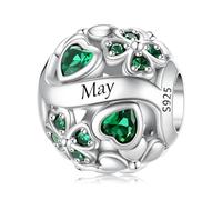 LNQOBU Breloque de pierre de Naissance pour Pandora Bracelet,perle de Charme de coeur D'amour en Argent Sterling 925, Pendentif en forme de Coeur D'amour pour les Femmes