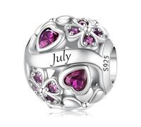 LNQOBU Breloque de pierre de Naissance pour Pandora Bracelet,perle de Charme de coeur D'amour en Argent Sterling 925, Pendentif en forme de Coeur D'amour pour les Femmes