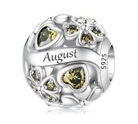 LNQOBU Breloque de pierre de Naissance pour Pandora Bracelet,perle de Charme de coeur D'amour en Argent Sterling 925, Pendentif en forme de Coeur D'amour pour les Femmes