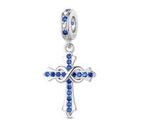 LNQOBU Breloque de pierre de Naissance pour Pandora Bracelets Pendentif Croix Charms en argent sterling 925