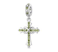 LNQOBU Breloque de pierre de Naissance pour Pandora Bracelets Pendentif Croix Charms en argent sterling 925