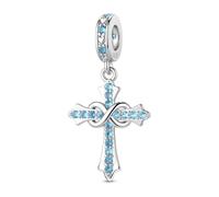 LNQOBU Breloque de pierre de Naissance pour Pandora Bracelets Pendentif Croix Charms en argent sterling 925