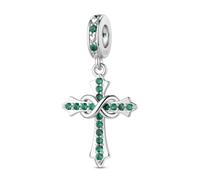 LNQOBU Breloque de pierre de Naissance pour Pandora Bracelets Pendentif Croix Charms en argent sterling 925