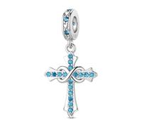 LNQOBU Breloque de pierre de Naissance pour Pandora Bracelets Pendentif Croix Charms en argent sterling 925
