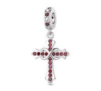 LNQOBU Breloque de pierre de Naissance pour Pandora Bracelets Pendentif Croix Charms en argent sterling 925