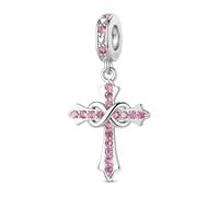 LNQOBU Breloque de pierre de Naissance pour Pandora Bracelets Pendentif Croix Charms en argent sterling 925