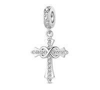 LNQOBU Breloque de pierre de Naissance pour Pandora Bracelets Pendentif Croix Charms en argent sterling 925