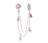 LNQOBU Chaîne de Confort et Clips en Argent Sterling 925,Coeur Silicone Stopper Fermeture Clip Bead Charm Compatibilité Bracelets Pandora