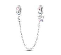LNQOBU Chaîne de Confort et Clips en Argent Sterling 925,Coeur Silicone Stopper Fermeture Clip Bead Charm Compatibilité Bracelets Pandora