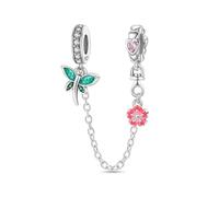 LNQOBU Chaîne de Confort et Clips en Argent Sterling 925,Coeur Silicone Stopper Fermeture Clip Bead Charm Compatibilité Bracelets Pandora