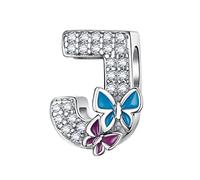 LNQOBU Charme Lettre de L'alphabet Argent Sterling 925 Avec 5A Zircone Femmes Perles Charm Compatible Pour European Bracelet