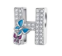 LNQOBU Charme Lettre de L'alphabet Argent Sterling 925 Avec 5A Zircone Femmes Perles Charm Compatible Pour European Bracelet