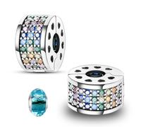 LNQOBU Clip/Stopper Charm pour Bracelet 925 Argent Sterling Pave Cubic Zirconia Charm Bead Star Moon Charm Bleu Papillon Charm Bijoux pour Femme