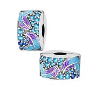 LNQOBU Clip/Stopper Charms pour Bracelet 925 Argent Sterling Pave Cubic Zirconia Charm Bead Star Moon Charme Bleu Papillon Charm Bijoux pour Femme