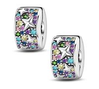 LNQOBU Clip/Stopper Charms pour Bracelet 925 Argent Sterling Pave Cubic Zirconia Charm Bead Star Moon Charme Bleu Papillon Charm Bijoux pour Femme