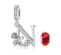 LNQOBU Rose Charms Lettre de L'alphabet Argent sterling 925 Avec 5A Zircone Femmes Perles Charm Compatible Pour European Bracelet