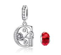 LNQOBU Rose Charms Lettre de L'alphabet Argent sterling 925 Avec 5A Zircone Femmes Perles Charm Compatible Pour European Bracelet