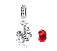 LNQOBU Rose Charms Lettre de L'alphabet Argent sterling 925 Avec 5A Zircone Femmes Perles Charm Compatible Pour European Bracelet