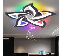lnrosy Bluetooth Plafonnier Led à Intensité Variable avec Télécommande et App,Intelligent Lustre RGB avec Timer,TempéRature de Couleur 3000k-6500k,économe en énergie et Respectueux Des Yeux,Noir