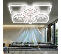 lnrosy Lampe Ventilateur avec Telecommande,Plafonnier Ventilateur Moderne de 56cm,6 Vitesses,Silencieux Ventilo Led à Intensité Dimmerabile de 3000k - 6500k,Pour Chambre,Salle à Manger,Blanc
