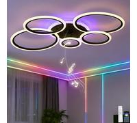 lnrosy Plafonnier Bluetooth RGB Moderne Dimmable Via TéLéCommande et Application Avec MéMoire Sans Scintillement Plafonniers Intelligents Pour Chambres Cuisines et Bars,Noir