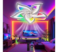 lnrosy Plafonnier Ventilateur avec Télécommande et App Lampe Ventilateur RGB Intelligente avec Reversible et Timer Ceiling Fan Light Led Moderne à 6 Vitesses et Silencieux Pour Chambre Salon Blanc