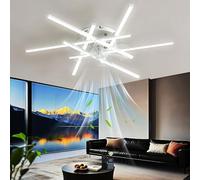 Lnrosy Plafonnier Ventilateur,TéléCommande et App,36W Lampe Ventilateur Led Intelligente Moderne avec 6 Vitesses et Dimmerabile,Couleur de 3000k à 6000k,Lustre Ventilo et Silencieux Pour Chambre,Blanc