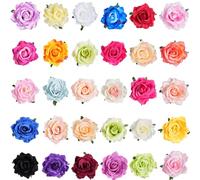 Lnrueg Lot de 30 pinces à cheveux en forme de roses artificielles pour femme, 10,2 cm, grandes pinces à cheveux pour cheveux épais, accessoires de cheveux pour mariage