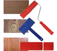 Lnrueg Lot de 4 outils de grainage du bois, rouleau de peinture avec poignée, outil de décoration pour murs, sols, terrasses, meubles