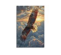 LNSIZH Poster décoratif sur toile représentant un aigle volant dans les nuages - Impression sur toile moderne pour chambre à coucher - 40 x 60 cm
