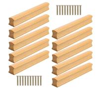 LNSYSNS 10 Pièces Poignée Meuble Bois, Bois Poignet Cuisine, Longueur 150 mm Poignée Placard, avec 20 Vis, Entraxe 128 mm Poignee de Meuble, pour Armoire, Placard, Tiroir