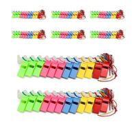 LNSYSNS 96 Pièces Sifflets, Sifflet en Plastique PS Sifflet-Enfant, Coloré Sifflet-Arbitre, avec Cordon, Lot de Sifflet, pour Le Sport, Les Activités en Extérieur et Les Jeux