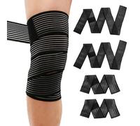LNSYSNS Bandage, 4 Pièces Noir Bandage Poignet, Bandage Cuisse Auto Adhésif, Genouillère Sport ne Tombe pas, Doux et Confortable, Bonne Ténacité, Convient, Bras, Mollets, Genoux, Poignets