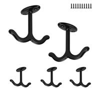 LNSYSNS Crochets Plafond, 5 Pièces Patere Porte Manteau, Design à Double Crochet Crochet à Griffes Noir pour Ventilateurs de Plafond, Paniers à Plantes et Décoration Murale