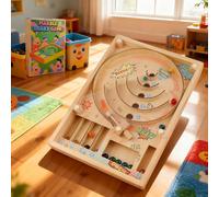 LNSYSNS Jeu De Bureau Billes, Bois Table Jouet pour avec Score, Enfants Jeu Challenge D'adresse, avec 2 Pieds de Montage et 10 Boules en Verre, pour Le Défi et Le Divertissement