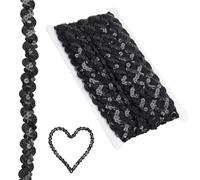 LNSYSNS Ruban à Paillettes Noir Forme S Ondulé, 30 m x 15 mm