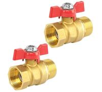 LNSYSNS Vanne D'arrêt 3/4 Pouces, 2 Pièces Robinet à Tournant Sphérique, 3/4 Pouce avec Poignée Papillon Rouge, Vanne à Boule Laiton pour Jardin, Filetage Mâle/Femelle, Passage Intégral DN20 PN16