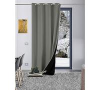 LNT France - 1 Rideau Occultant Thermique Isolant - Anti Froid - Anti Chaud - GALEO - 140 x 260 cm - Œillets (Anthracite)